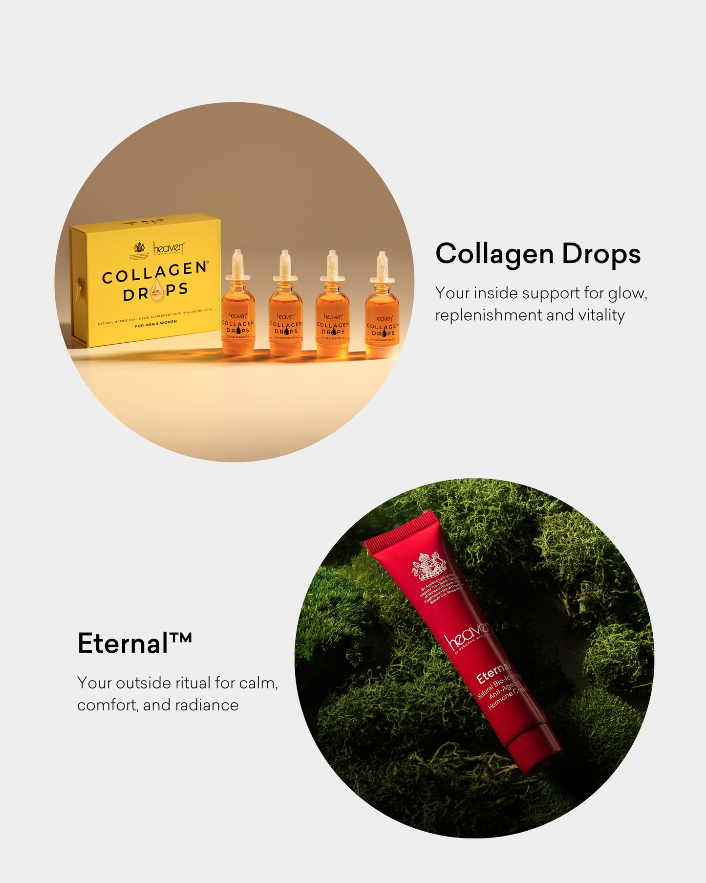 Collagen drops and Eternal cream bundle for radiant, smoother looking skin