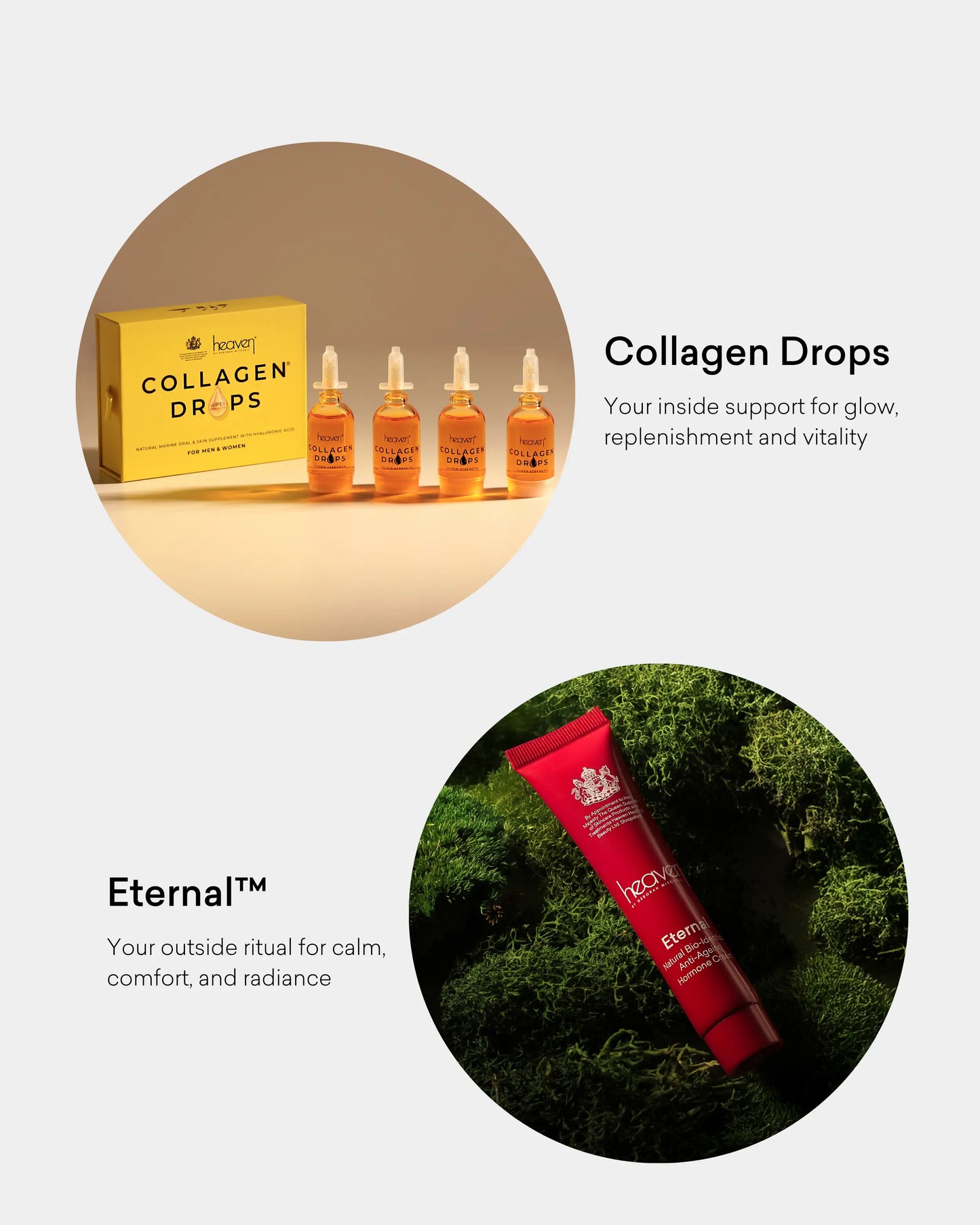 Collagen drops and Eternal cream bundle for radiant, smoother looking skin