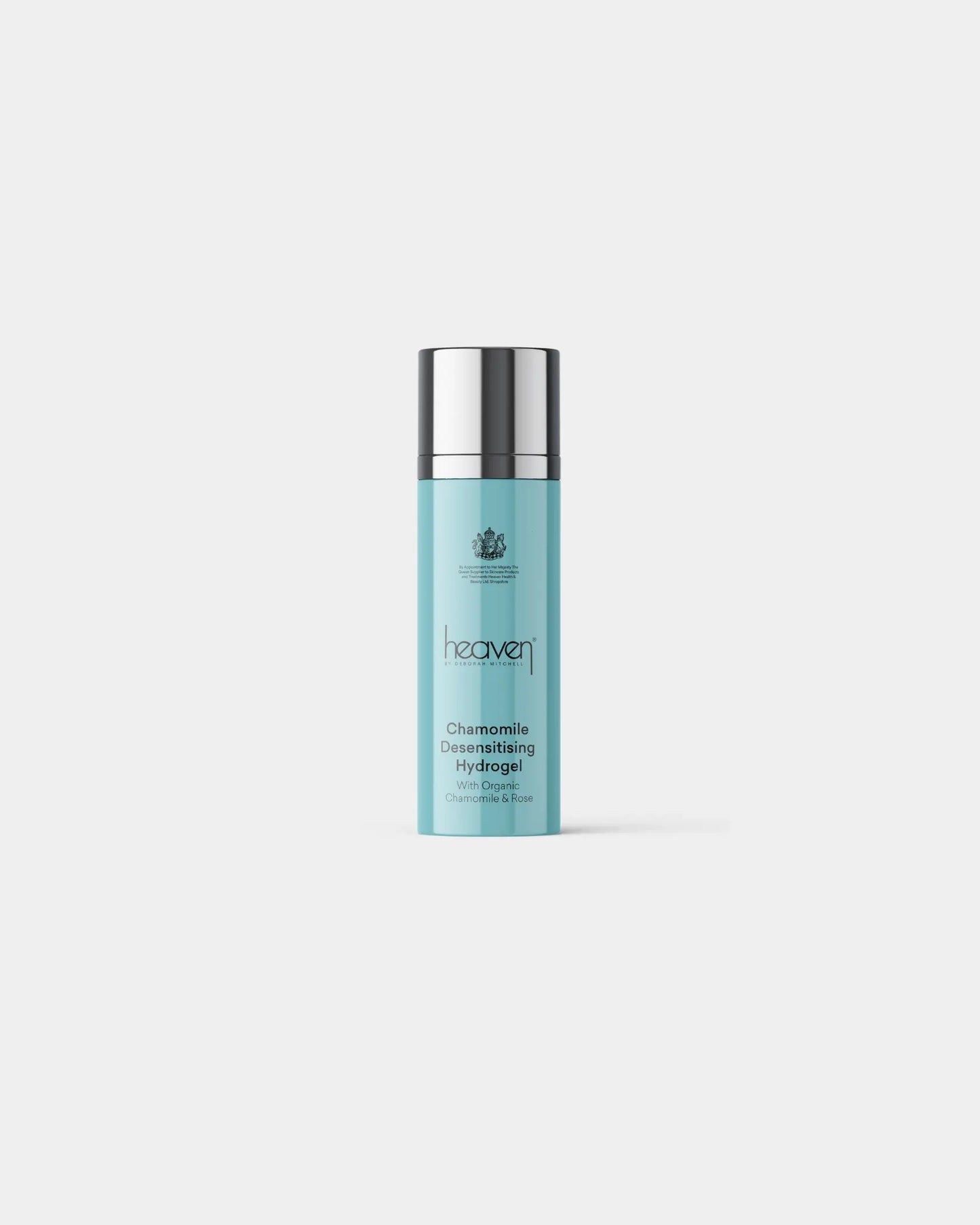 Heaven Chamomile Desensitising Hydrogel in a light blue bottle with a silver cap.