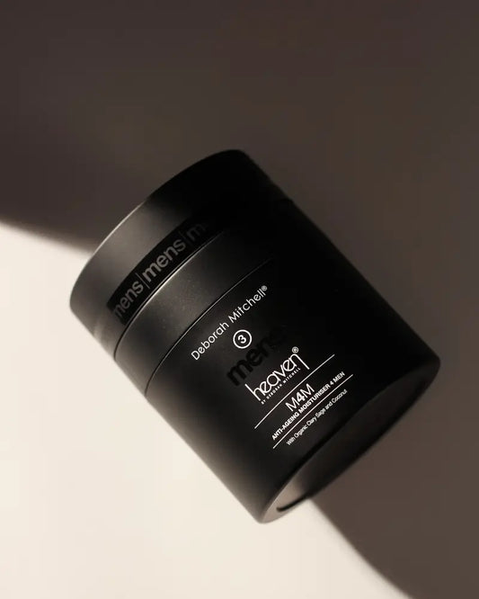 Luxury men’s skincare pump bottle by Heaven Skincare for easy daily use