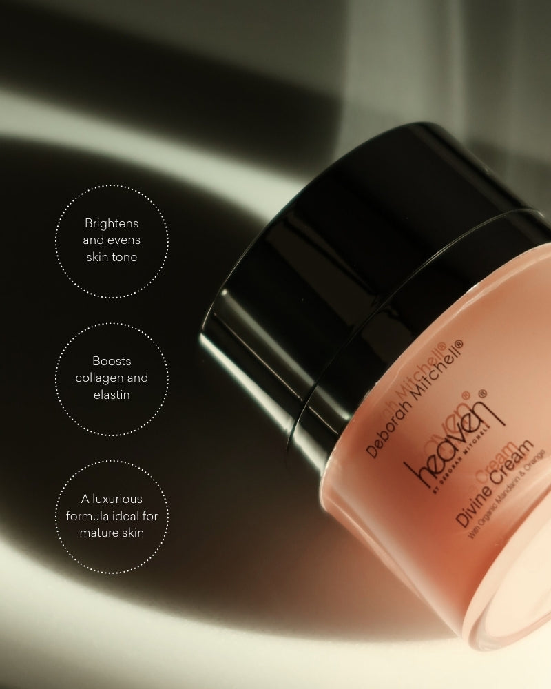 Heaven Divine Cream jar on a dark background