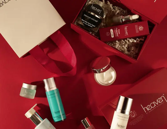 Selection of Heaven Skincare products in Heaven Skincare christmas packaging