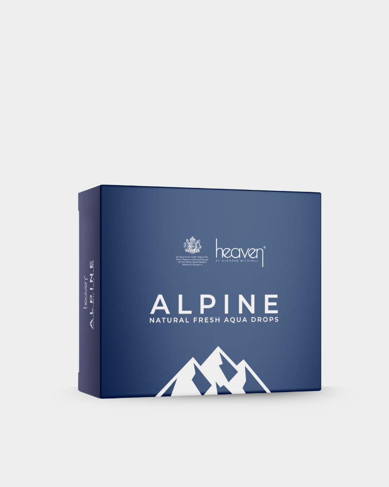 Blue box labeled 'Alpine' with mountain design on a white background